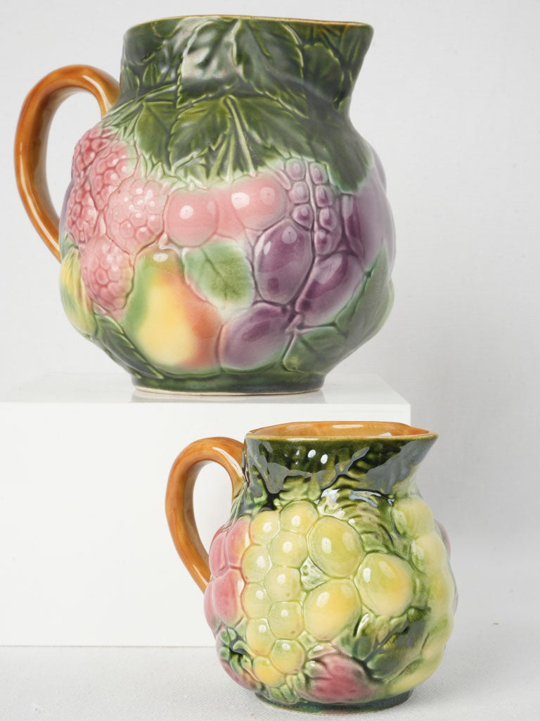 Vintage colorful majolica pitcher set