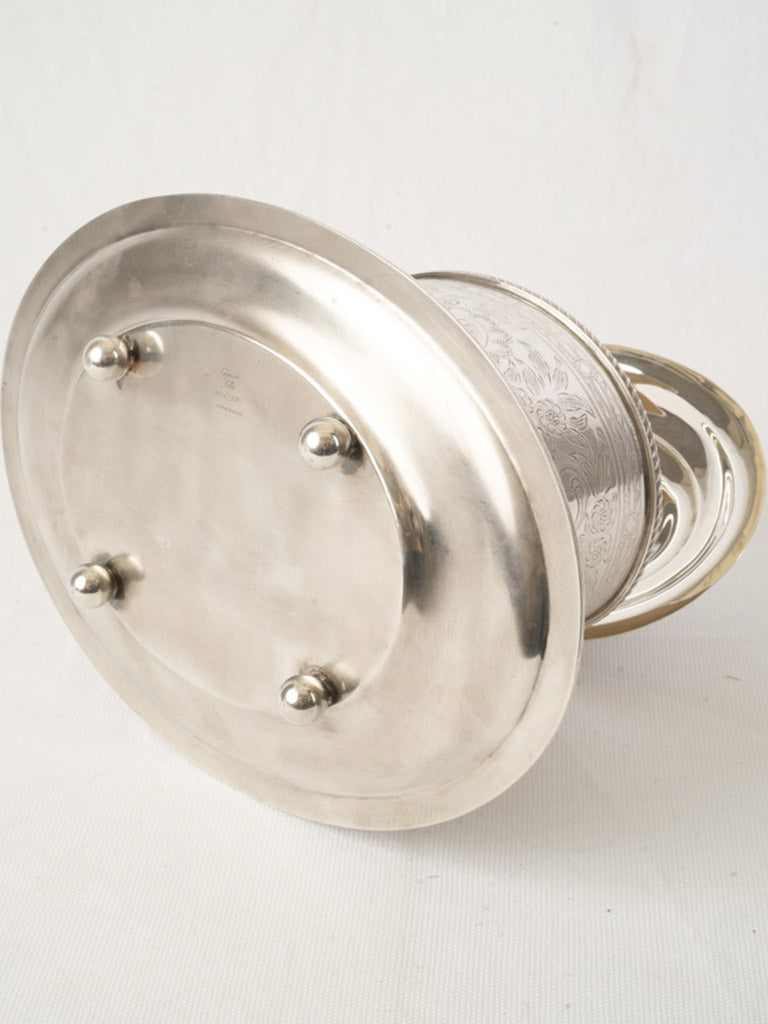 Silver-Plated Biscuit Jar with Rococo Revival Engraving - 8"