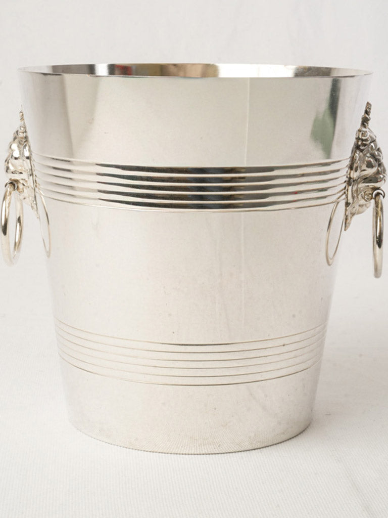 Mid-Century French Champagne Bucket w/ Lion-Head Handles - 9½"