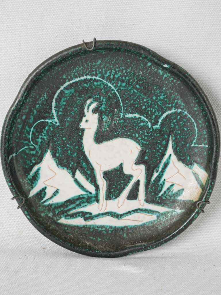 Vintage Italian ceramic plate with goat