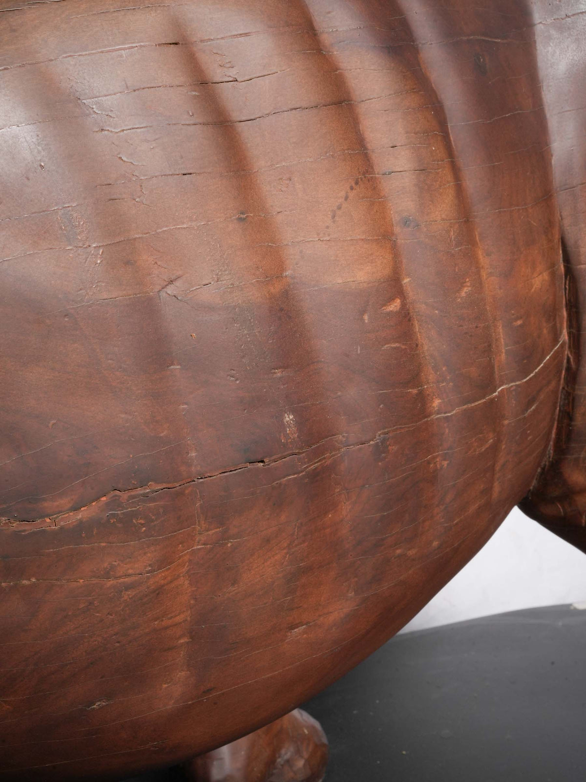 Monumental Mid-Century Monoxylous Hand-Carved Hardwood Rhinoceros, c. 1960 - 41" x 75½"
