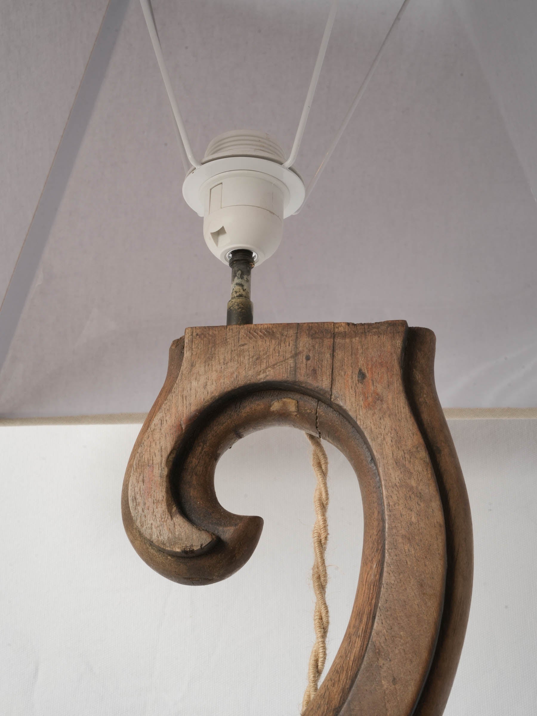Pair of Sculptural Lamps Crafted from Antique Furniture Elements - 35"