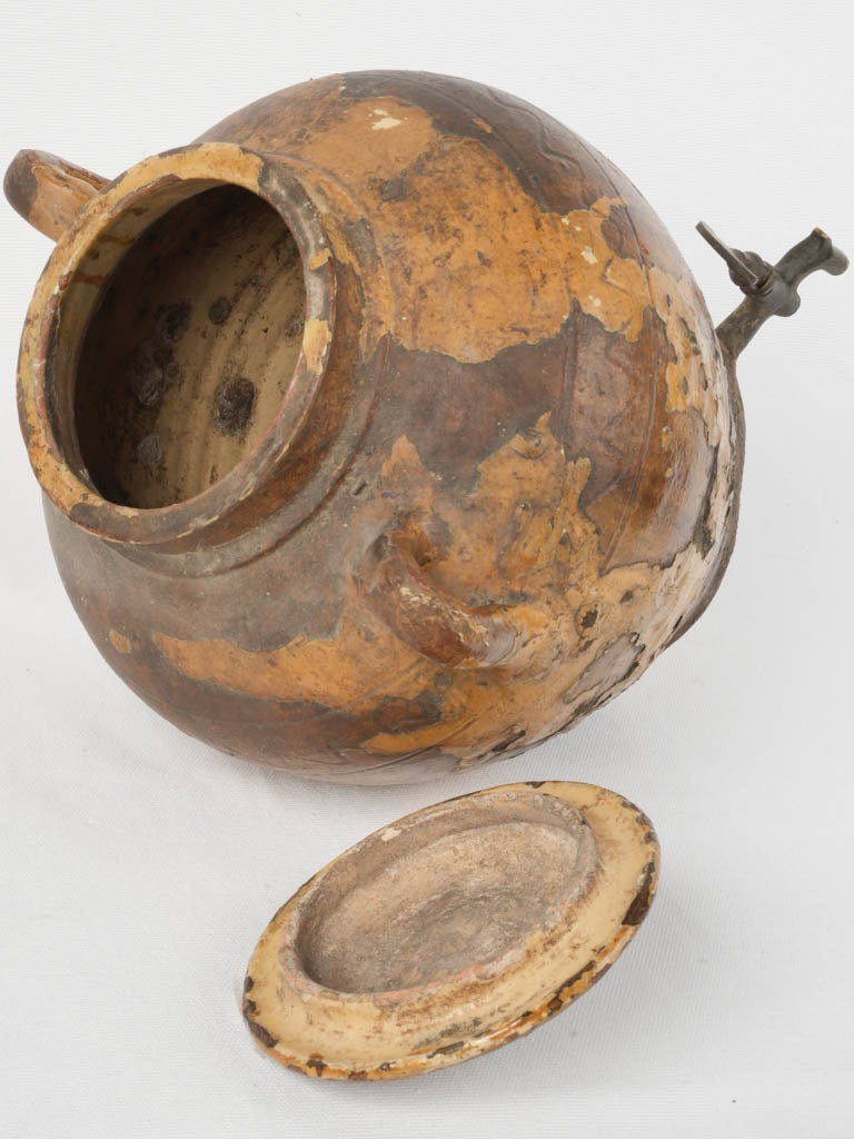 Vintage French countryside ocher-brown pottery