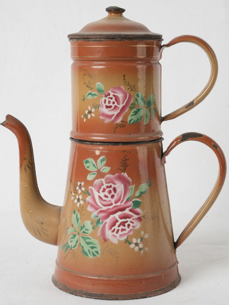Aged enamelware coffee pot
