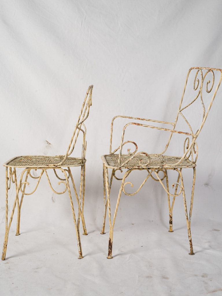 Weathered pale yellow patio chairs