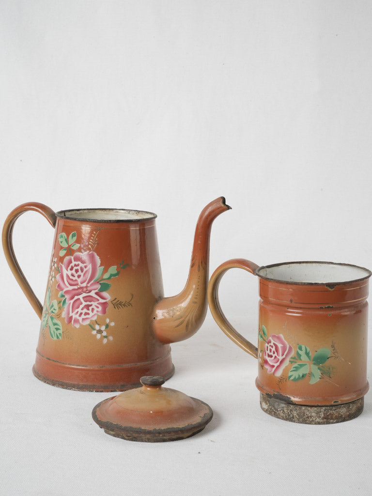 Traditional French enamel coffee maker