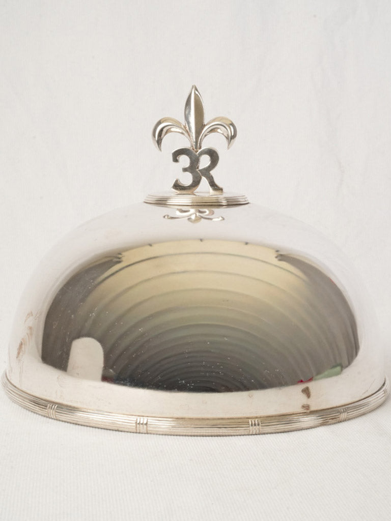 Pair of French Silver-Plated Plate Cloches w/ Fleur-de-Lis Finials - 8¼"