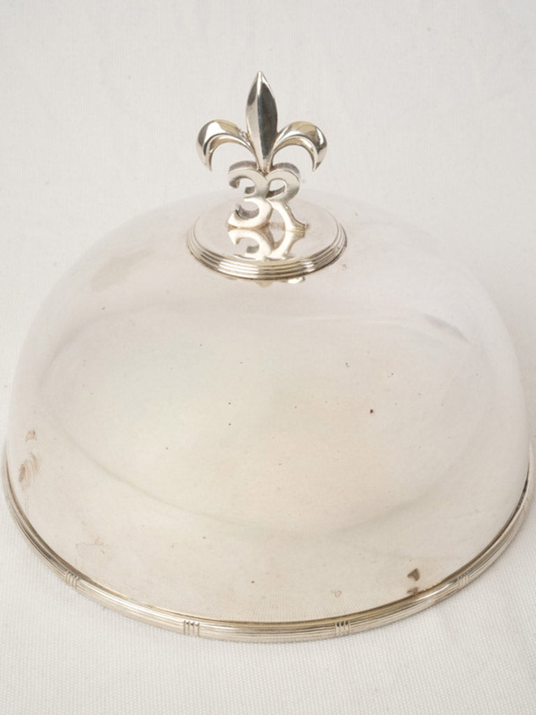 Pair of French Silver-Plated Plate Cloches w/ Fleur-de-Lis Finials - 8¼"