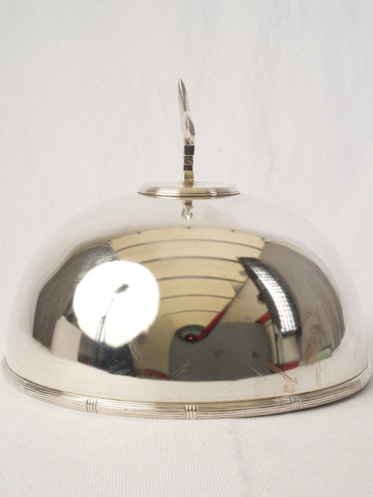 Pair of French Silver-Plated Plate Cloches w/ Fleur-de-Lis Finials - 8¼"