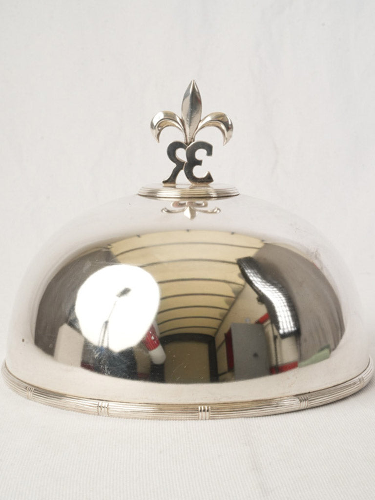 Pair of French Silver-Plated Plate Cloches w/ Fleur-de-Lis Finials - 8¼"