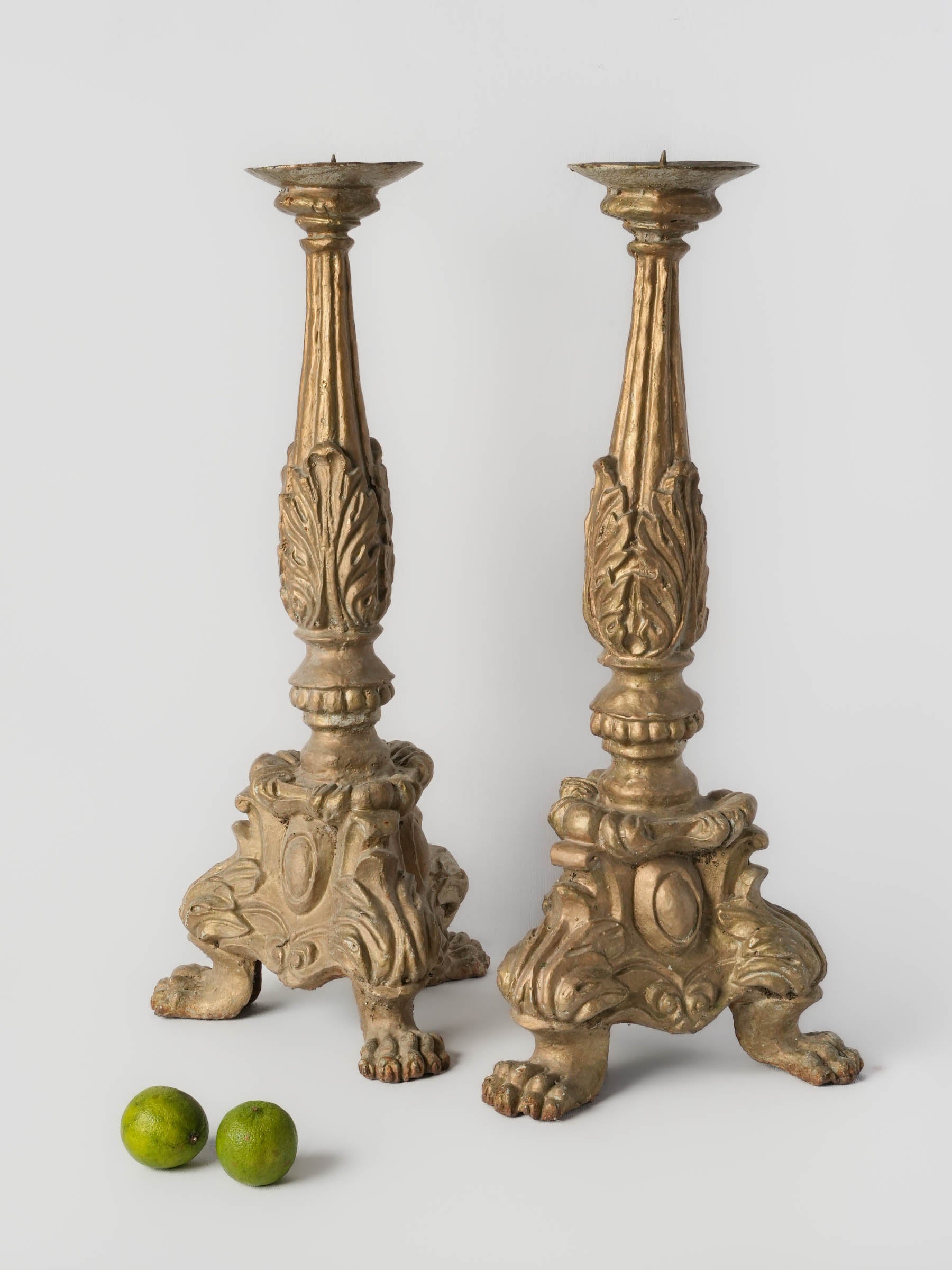 Pair of Vintage Cast Iron Church-Style Candlesticks, 1970s - 26½"