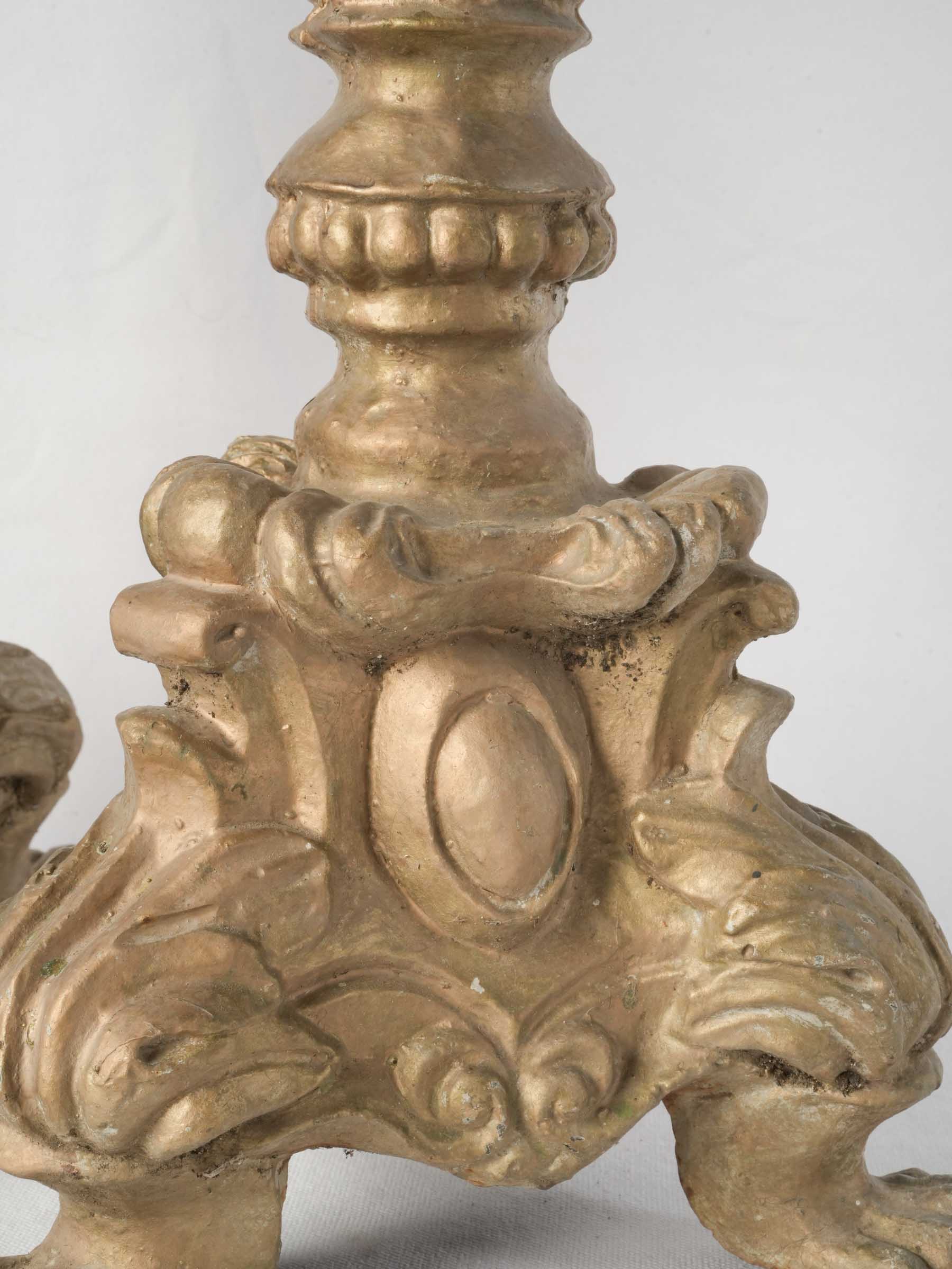 Pair of Vintage Cast Iron Church-Style Candlesticks, 1970s - 26½"
