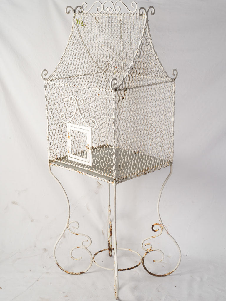 Charming Mid 20th-Century Wrought Iron Birdcage W/ Scrollwork - 67"