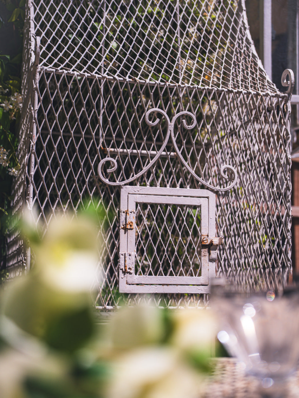 Charming Mid 20th-Century Wrought Iron Birdcage W/ Scrollwork - 67"