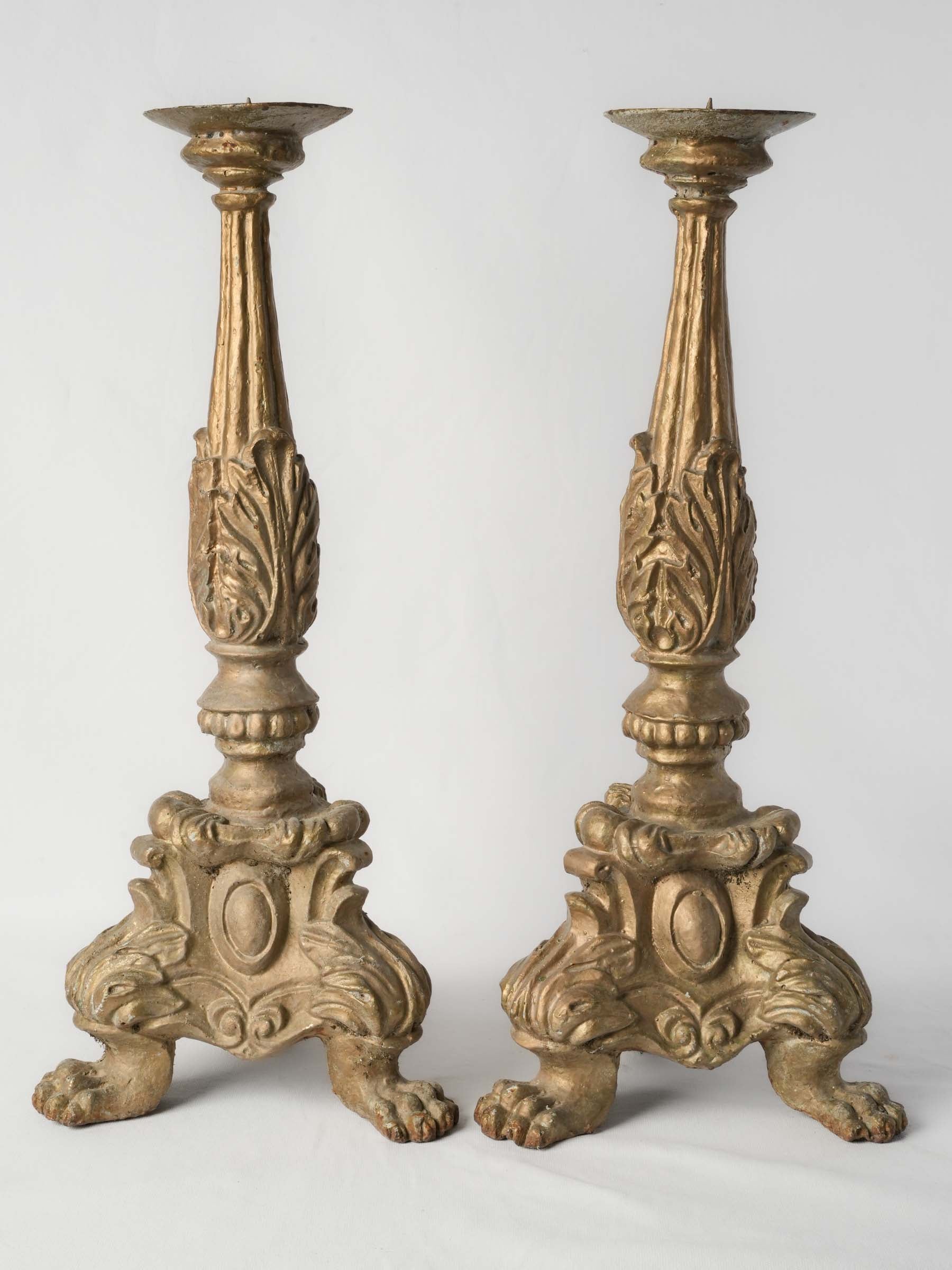 Pair of Vintage Cast Iron Church-Style Candlesticks, 1970s - 26½"