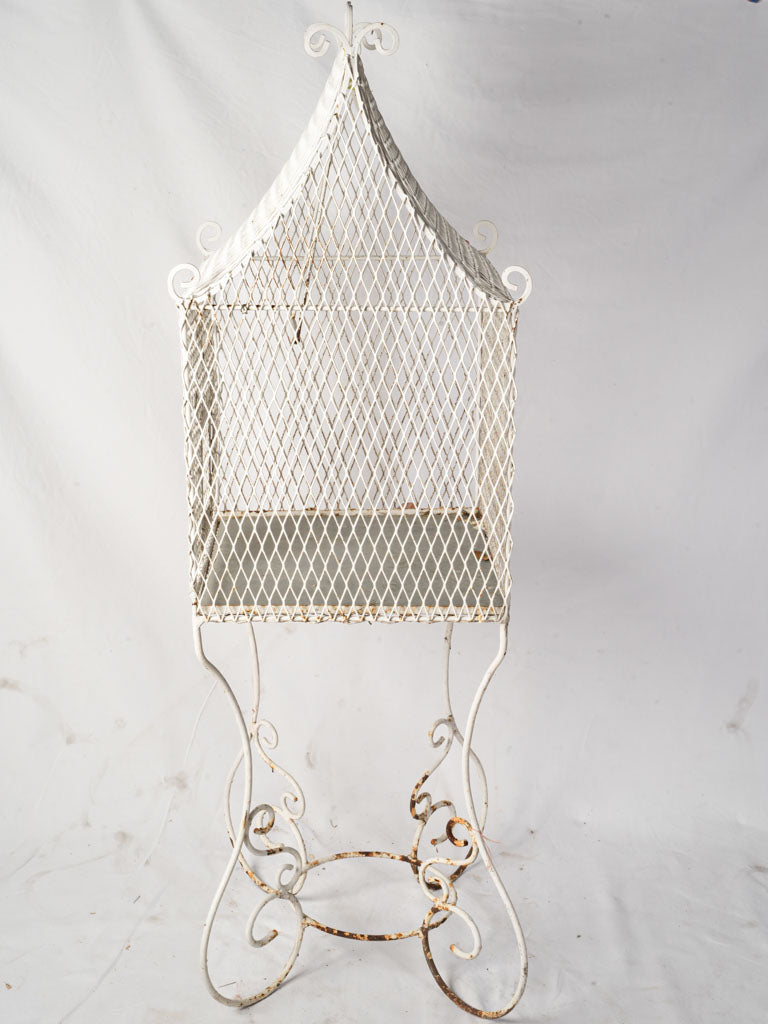 Charming Mid 20th-Century Wrought Iron Birdcage W/ Scrollwork - 67"