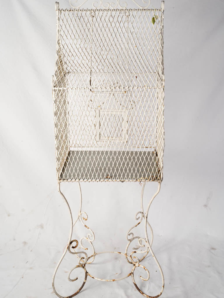 Charming Mid 20th-Century Wrought Iron Birdcage W/ Scrollwork - 67"