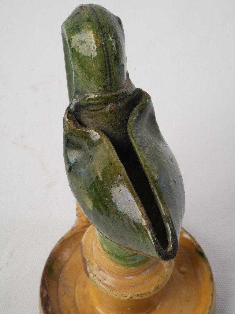 Unique tubular-handle wick lamp