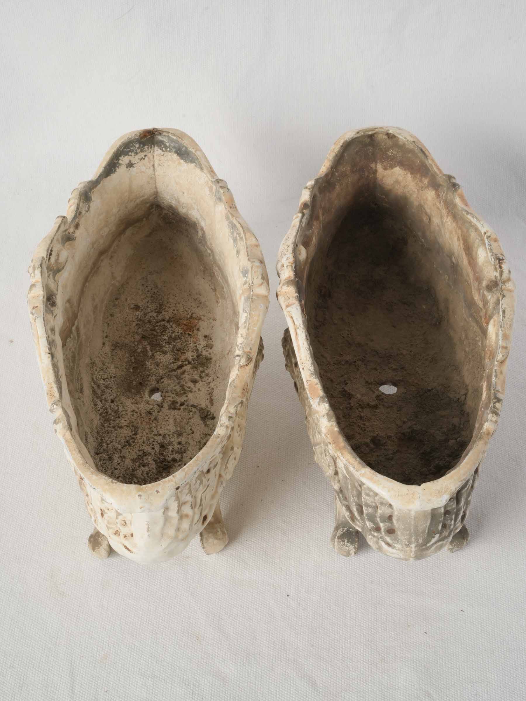 Pair of Early 20th-Century Rococo Style Cast Iron Planters - 12½"