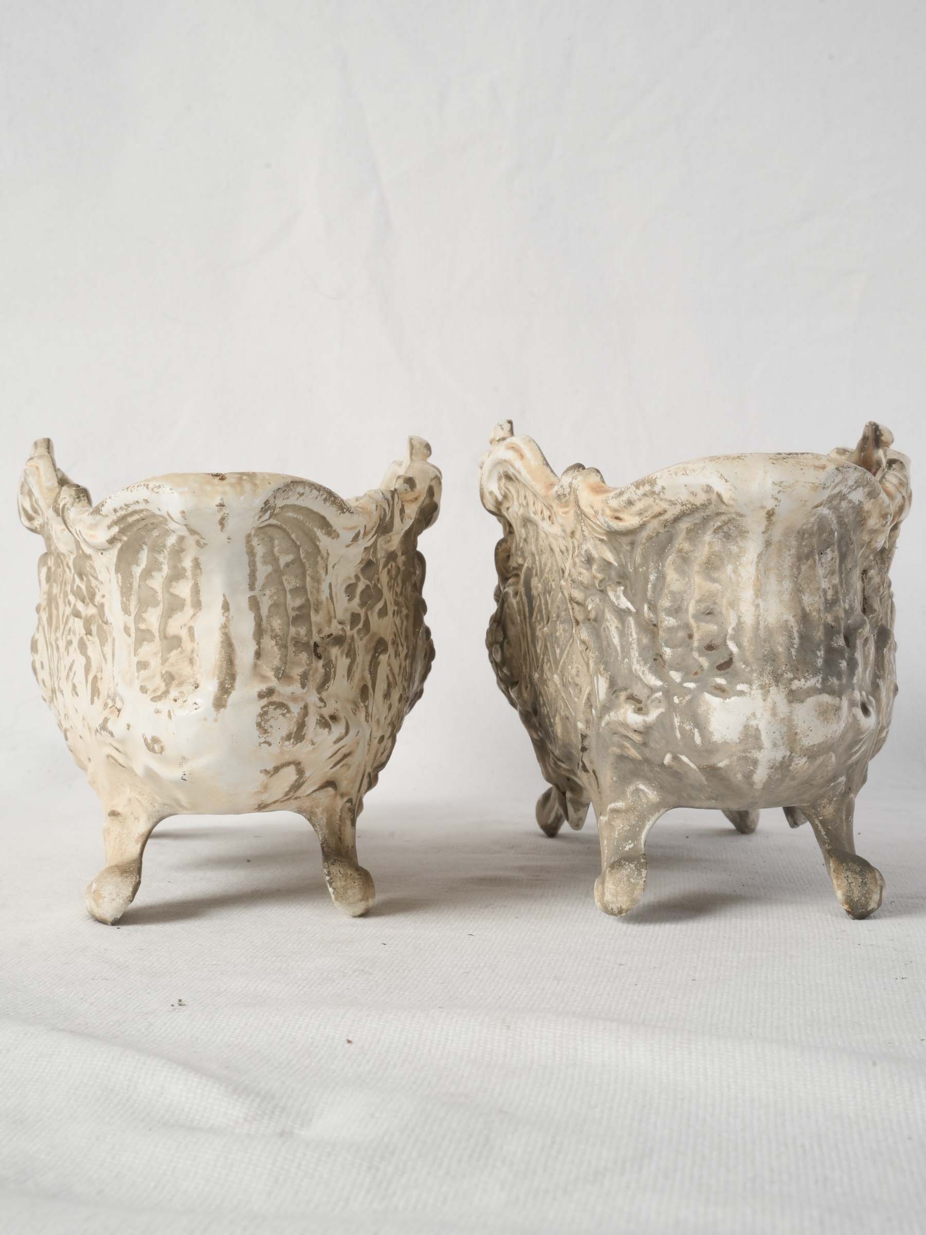 Pair of Early 20th-Century Rococo Style Cast Iron Planters - 12½"