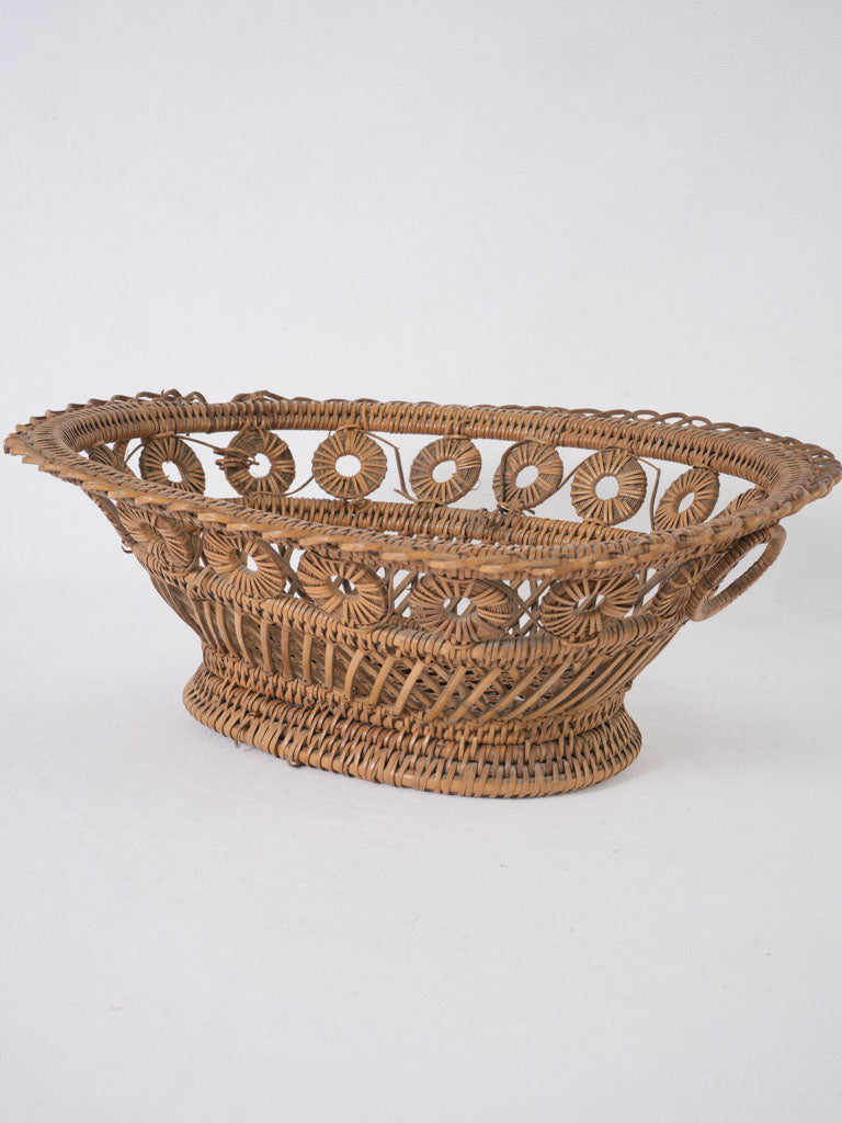 Vintage French artisan wicker fruit basket