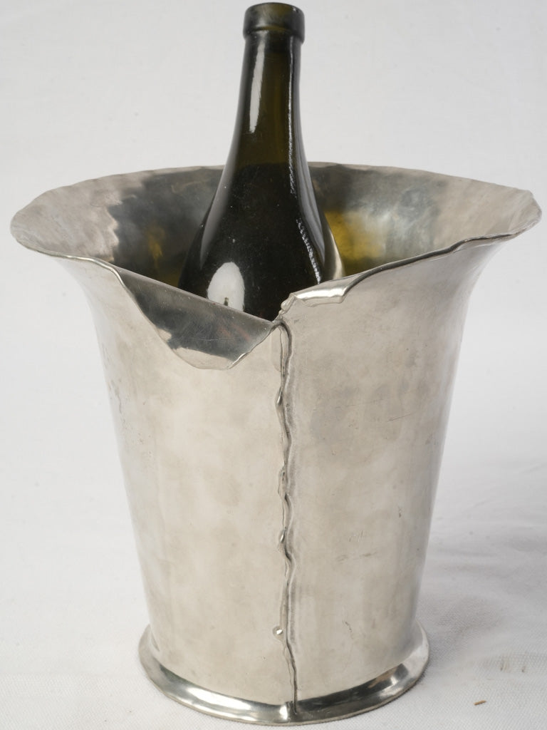 Vintage handcrafted pewter champagne bucket