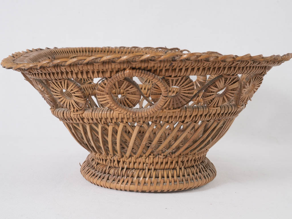 Vintage French artisan wicker bathroom basket