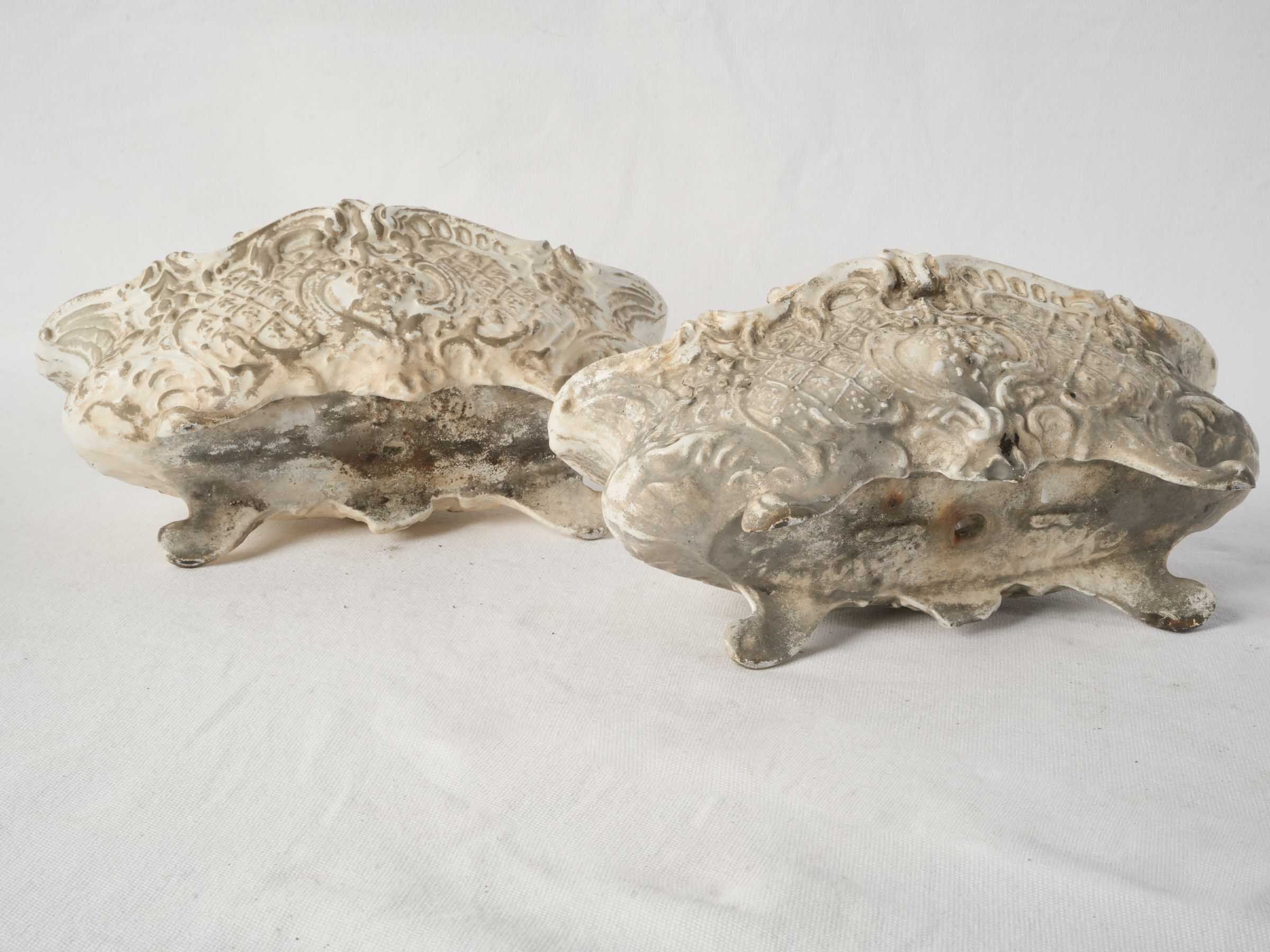 Pair of Early 20th-Century Rococo Style Cast Iron Planters - 12½"
