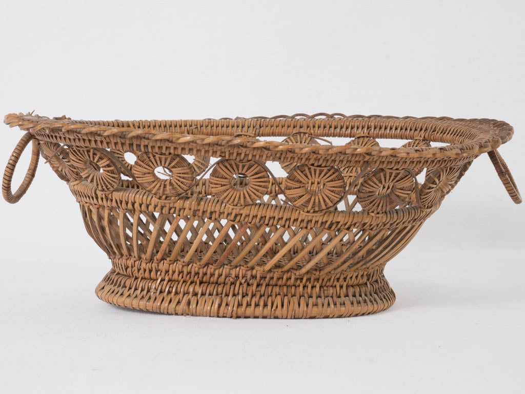 Stylish 19th-century loop-handled wicker basket