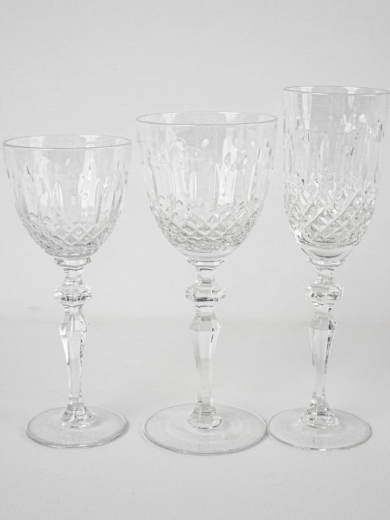 Mid-century signed crystal wine glasses