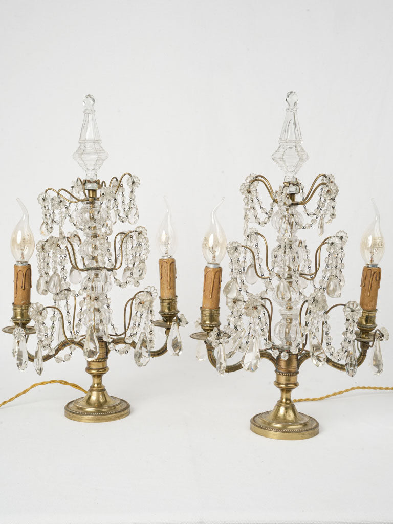 Elegant antique brass candelabra lamps