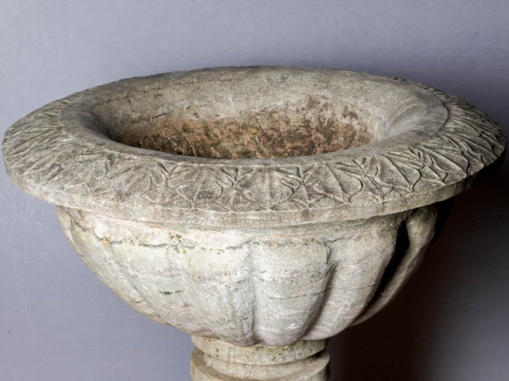 Intricate vintage stone garden pedestal