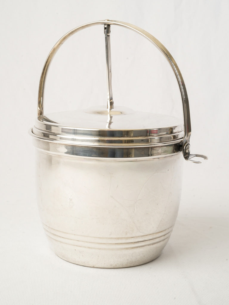 Mid-Century Silver-Plated Ice Bucket w/ Lift-Action Lid - 11½"