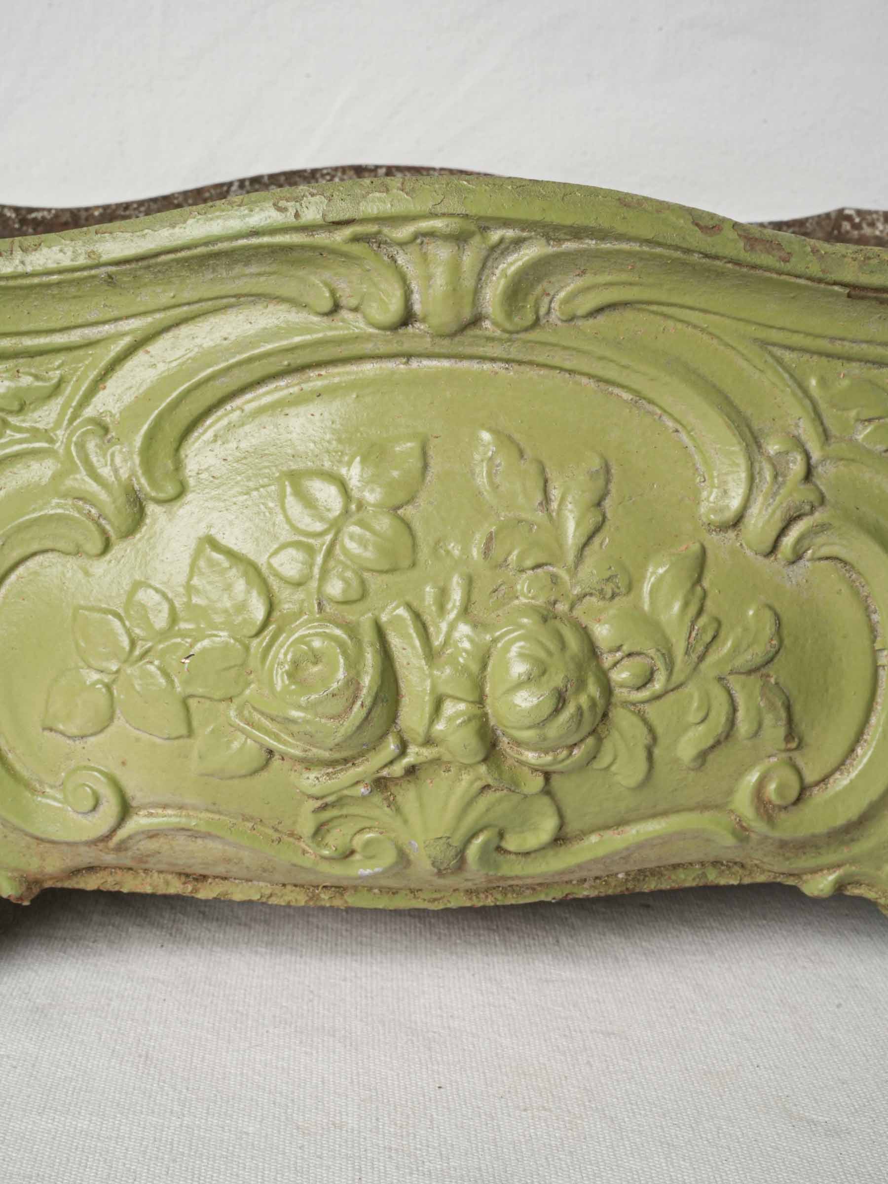 Pair of Antique French Cast Iron Planters w/ Later Painted Olive Green Finish - 22¾"