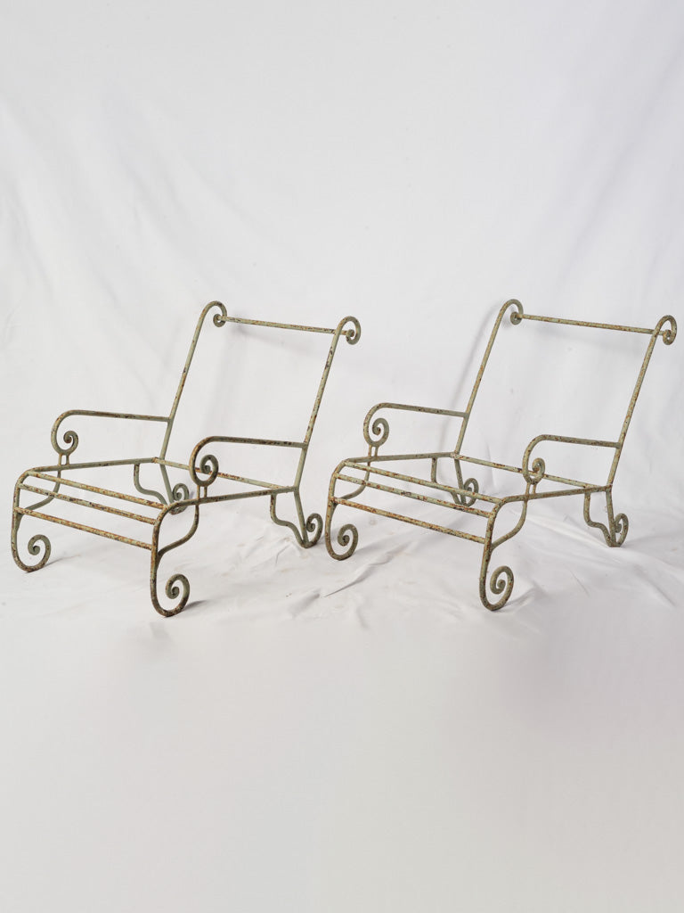 Elegant antique wrought iron chairs