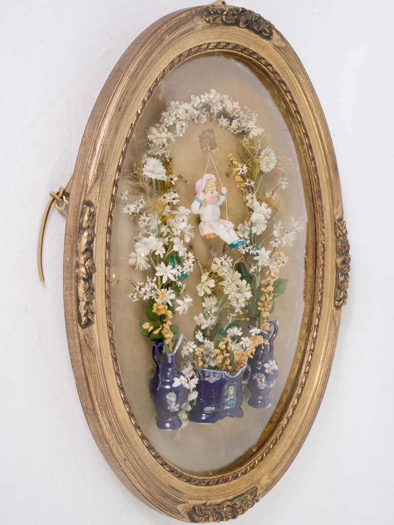 Vintage Gilt Wood Oval Baby Gift