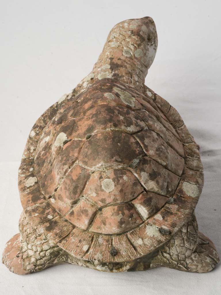 Decorative Terracotta Turtle w/ Beatiful Lichen Patina - 8¼" x 17"