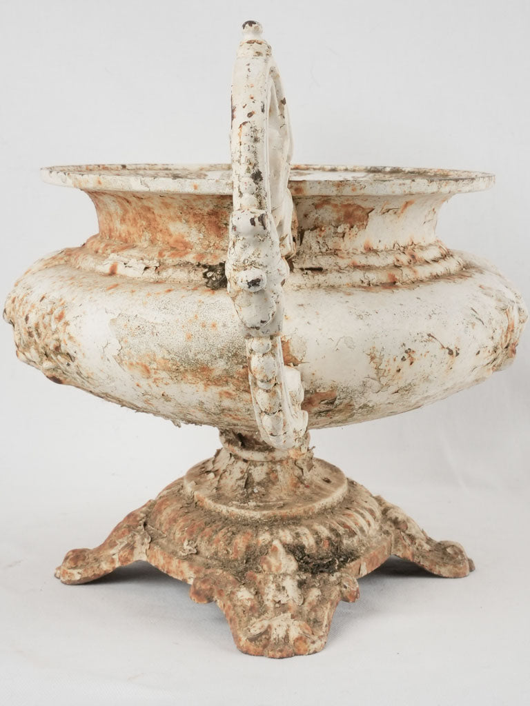 Rustic white cast patio jardiniere