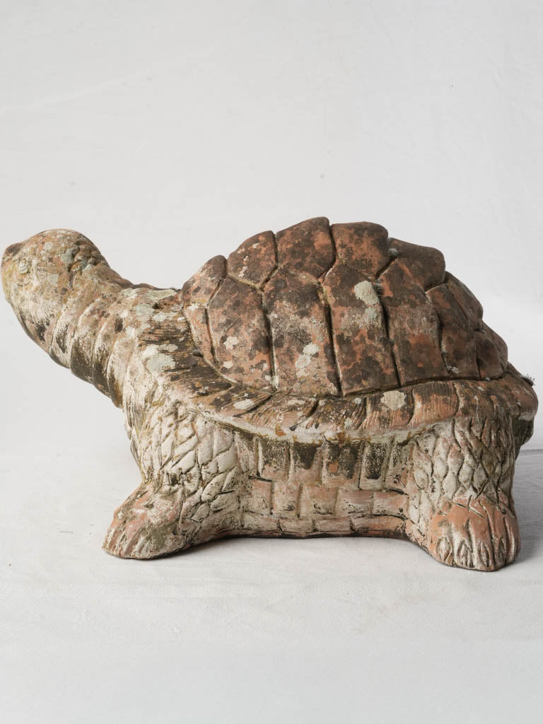 Decorative Terracotta Turtle w/ Beatiful Lichen Patina - 8¼" x 17"