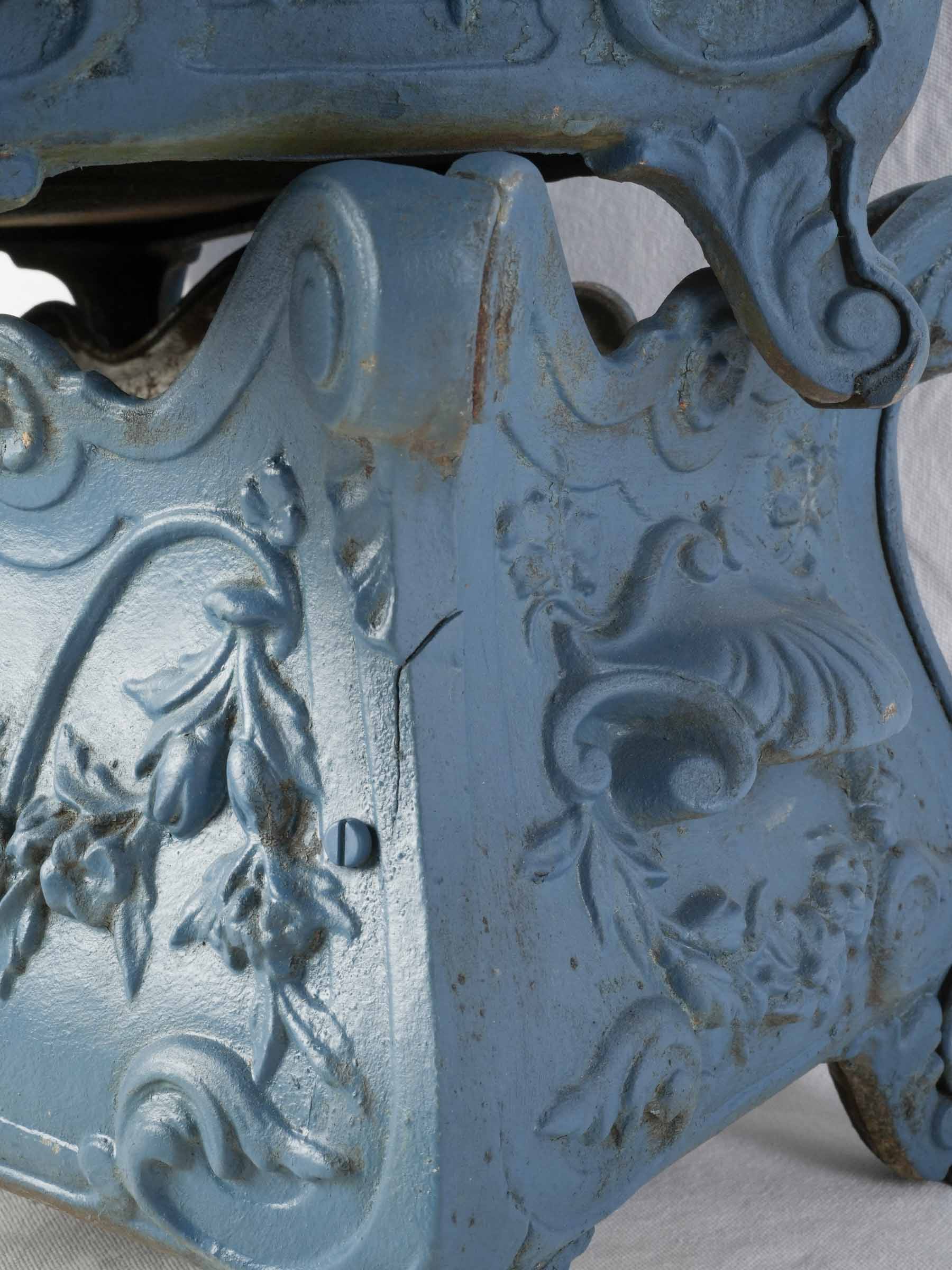 Vintage bright blue iron planters