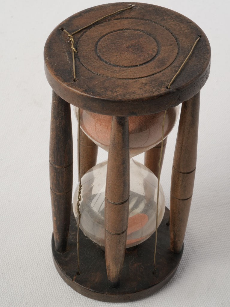 Late 19th Century Ritual Hourglass in Hardwood W/ Russet Sand - 7"