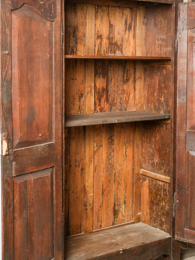 Refined rustic French wood armoire