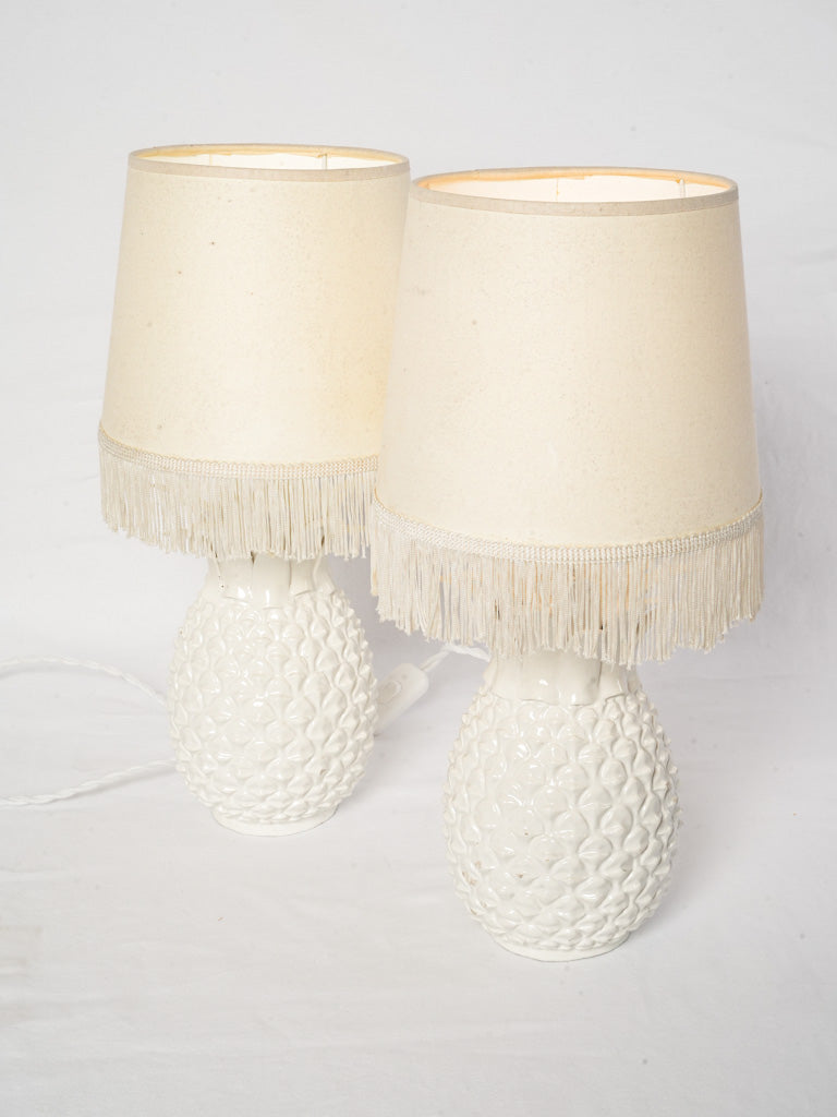 Pair of Mid-Century Italian Ceramic Pineapple Table Lamps - 16¼"