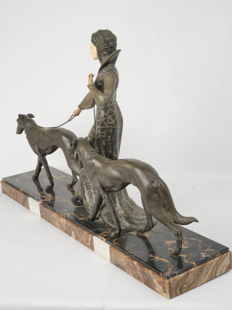 Graceful marble veneer greyhound figure