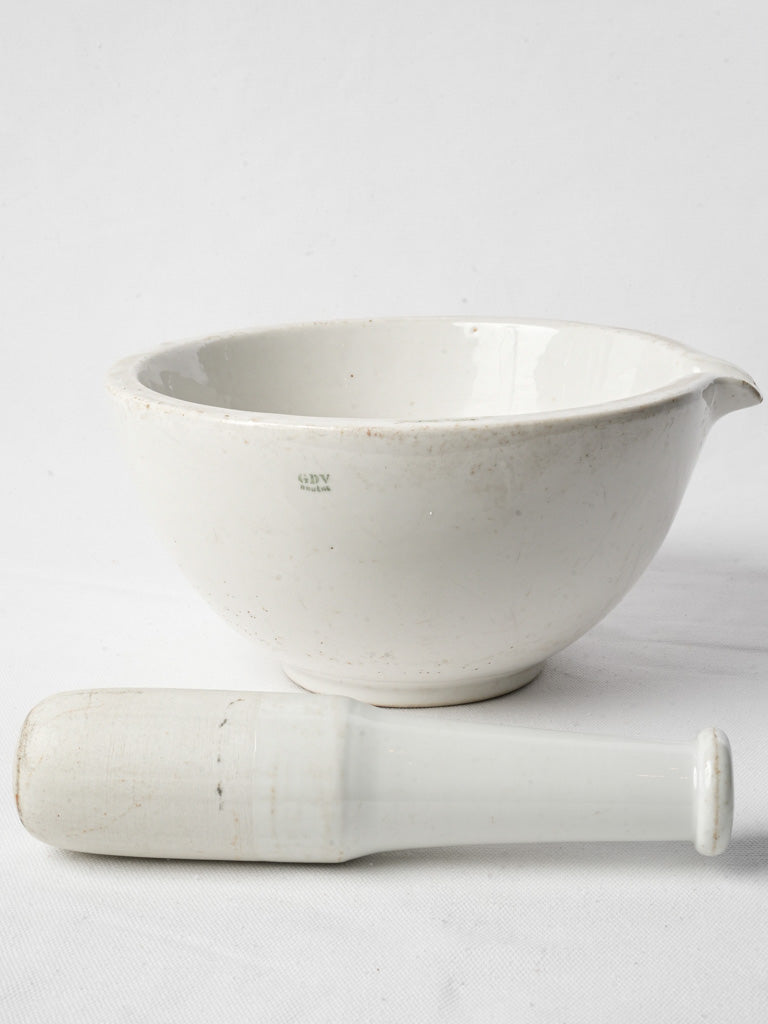 Porcelain Apothecary Mortar and Pestle by GDV Circa 1950 - 10¾"