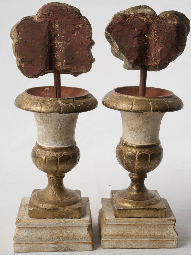 Elegant Carved Giltwood Urns