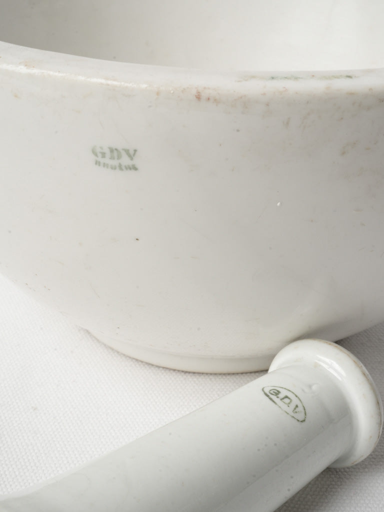 Porcelain Apothecary Mortar and Pestle by GDV Circa 1950 - 10¾"