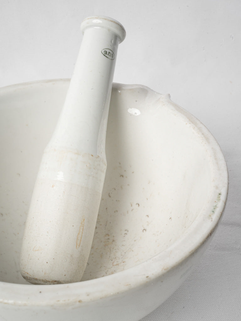 Porcelain Apothecary Mortar and Pestle by GDV Circa 1950 - 10¾"