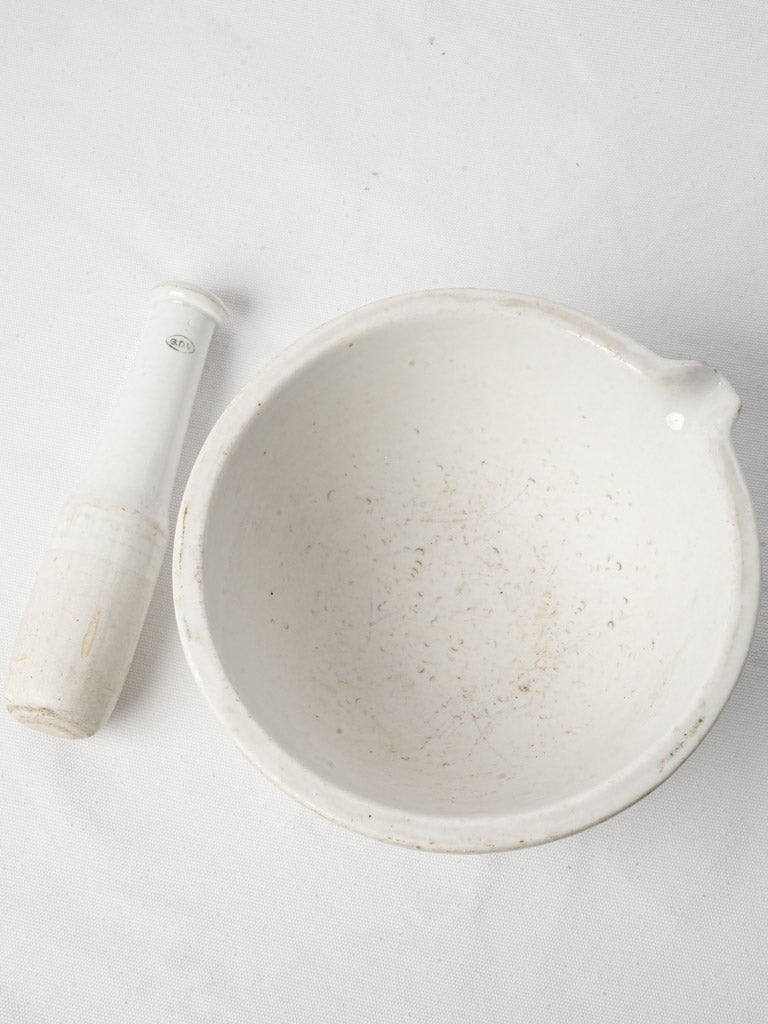 Porcelain Apothecary Mortar and Pestle by GDV Circa 1950 - 10¾"