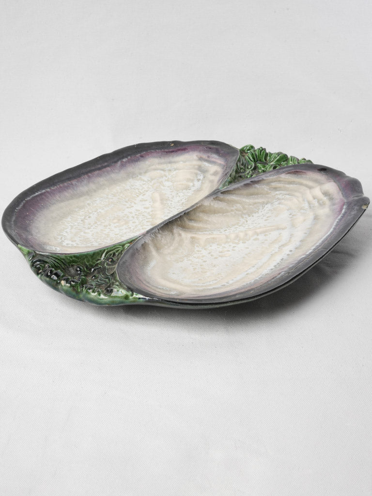 Iridescent glazed serving dish sculpture